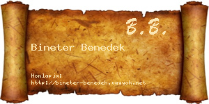 Bineter Benedek névjegykártya